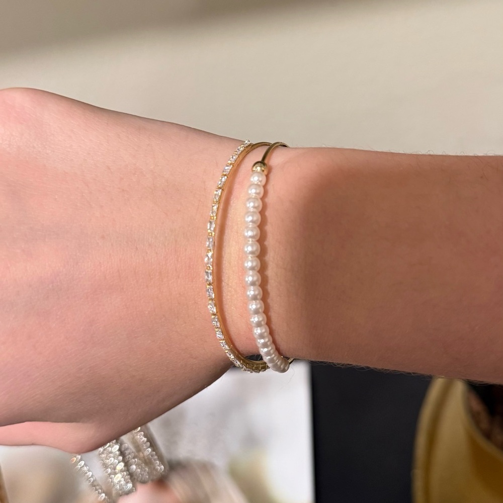 Kay Jewelers Gold and Pearl Bracelet Duo